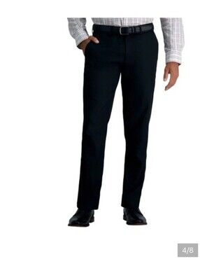 Haggar Performance Dress Pants Men 30x32 Super Flex Waistband Polyester Black